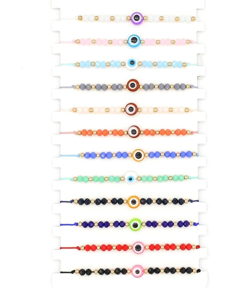 12Pcs Evil Eye Bracelets Set for Women Men Teen Girls Boys Handmade Braided Colorful String Bracelets Gift for Protection Fri...