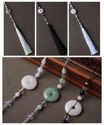 Chinese Jade Pendent Beads Tassel Traditional Hanfu Ban Step Waist Accessories (Good Luck-Black) Jade $7.00 Necklaces