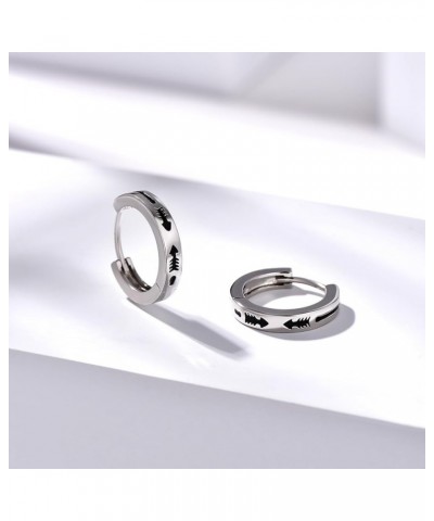 Hoop Earrings Men Black T-shaped Design 925 Sterling Silver Hoop Earrings for Boys Simple Stylish Commute Modern $11.43 Earrings