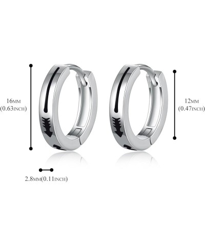 Hoop Earrings Men Black T-shaped Design 925 Sterling Silver Hoop Earrings for Boys Simple Stylish Commute Modern $11.43 Earrings