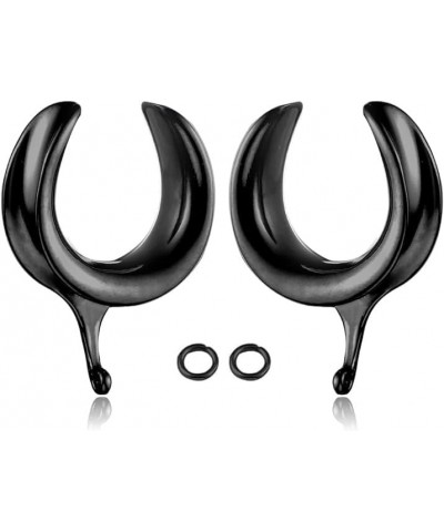 1 pair 2g/00g/0g-1''(6mm-25mm) DIY Ear Saddle Tunnel Plugs with 2pcs jump rings Piercing Stretchers Black Hypoallergenic 316 ...