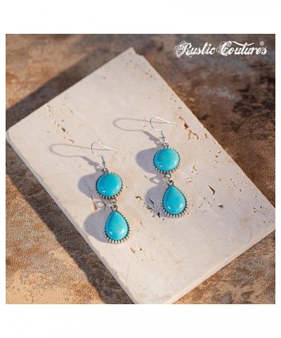 Rustic Couture's Western Earrings for Women Cowgirl Dangling Turquiose Concho Western Jewelry R-Turquoise $8.62 Earrings