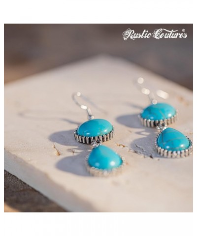 Rustic Couture's Western Earrings for Women Cowgirl Dangling Turquiose Concho Western Jewelry R-Turquoise $8.62 Earrings