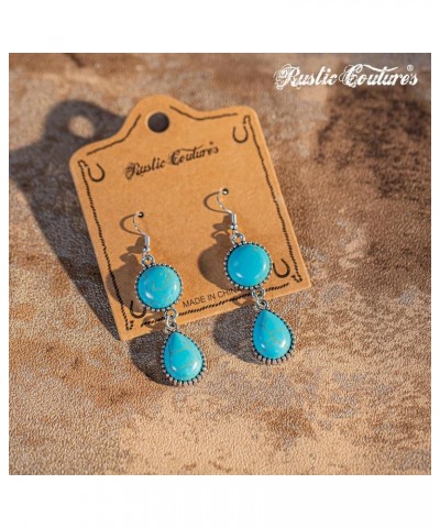 Rustic Couture's Western Earrings for Women Cowgirl Dangling Turquiose Concho Western Jewelry R-Turquoise $8.62 Earrings