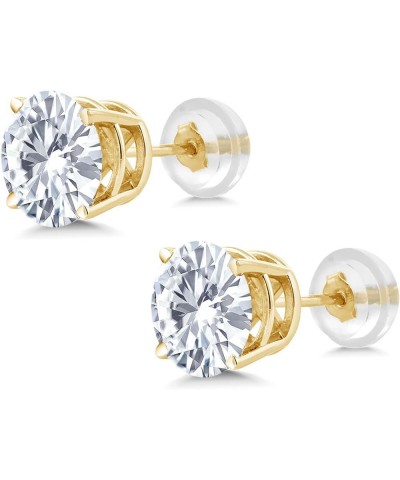 14K Yellow Gold Round 6MM Gemstone Birthstone Stud Earrings For Women Moissanite $54.00 Earrings