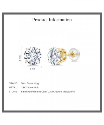 14K Yellow Gold Round 6MM Gemstone Birthstone Stud Earrings For Women Moissanite $54.00 Earrings