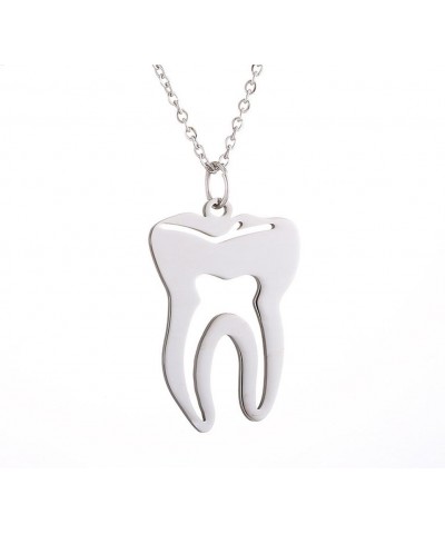 Medical Tooth Pendant Charm Necklace Jewelry for Dentist Doctor Nurse Gift Silver2 $11.25 Necklaces