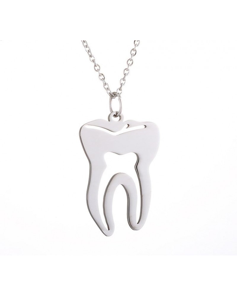 Medical Tooth Pendant Charm Necklace Jewelry for Dentist Doctor Nurse Gift Silver2 $11.25 Necklaces