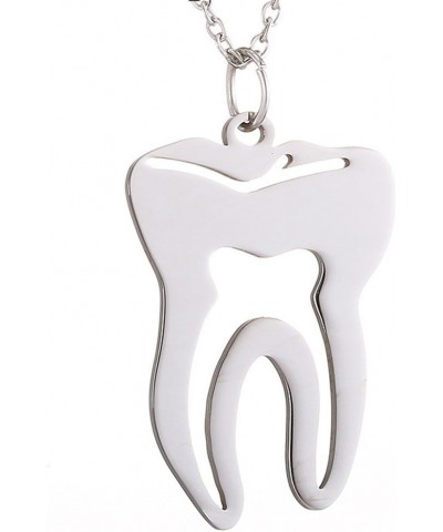 Medical Tooth Pendant Charm Necklace Jewelry for Dentist Doctor Nurse Gift Silver2 $11.25 Necklaces