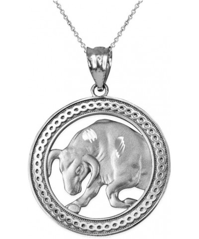 Sterling Silver Zodiac Sign Medallion Satin DC Pendant Necklace Taurus $33.03 Necklaces