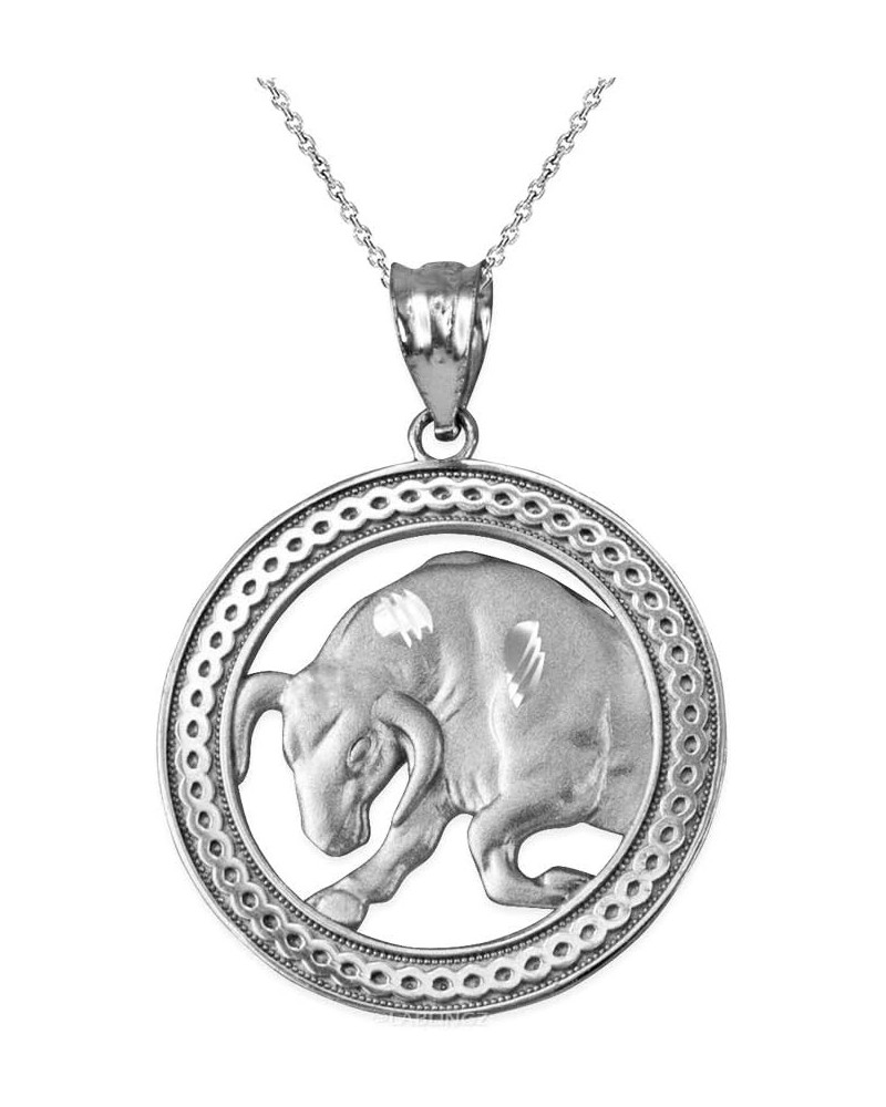 Sterling Silver Zodiac Sign Medallion Satin DC Pendant Necklace Taurus $33.03 Necklaces