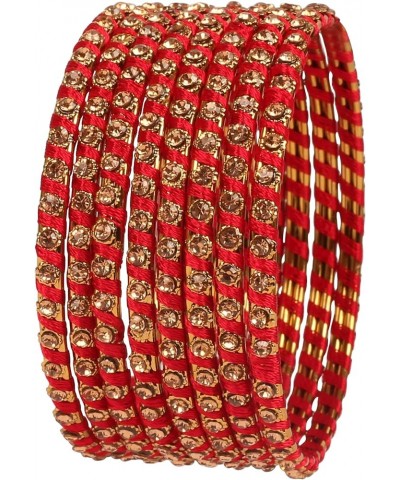 New Silk Thread Bangle Collection Indian Bollywood Hand Woven Silk Thread Rhinestone Designer Jewelry Bracelets Bangle Set of...