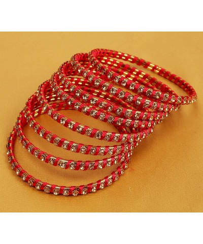 New Silk Thread Bangle Collection Indian Bollywood Hand Woven Silk Thread Rhinestone Designer Jewelry Bracelets Bangle Set of...