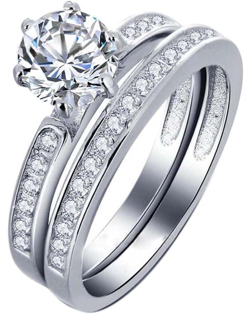 Adjustable size White Gold Plated Wedding Ring Sets for Women 1CT CZ S925 Sterling Silver Engagement Ring rt041-yin 9 $14.52 ...