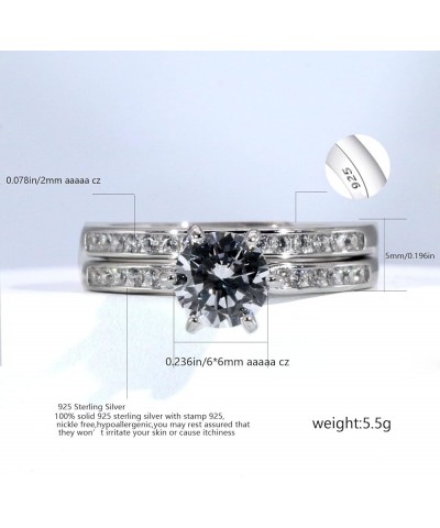 Adjustable size White Gold Plated Wedding Ring Sets for Women 1CT CZ S925 Sterling Silver Engagement Ring rt041-yin 9 $14.52 ...