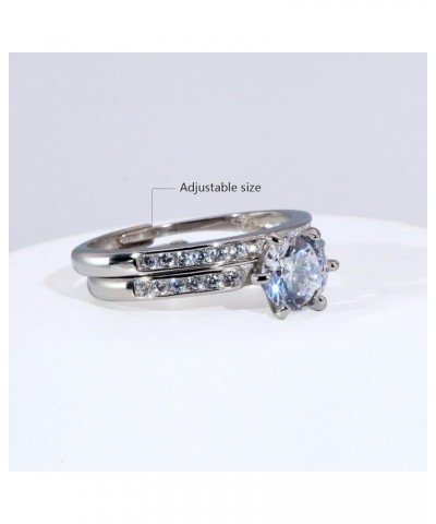 Adjustable size White Gold Plated Wedding Ring Sets for Women 1CT CZ S925 Sterling Silver Engagement Ring rt041-yin 9 $14.52 ...