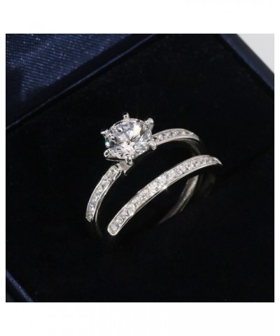 Adjustable size White Gold Plated Wedding Ring Sets for Women 1CT CZ S925 Sterling Silver Engagement Ring rt041-yin 9 $14.52 ...