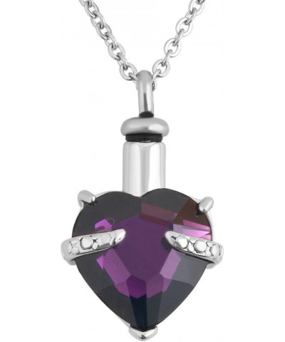 12 Colors Heart Crystal Cremation URN Necklace for Ashes Jewelry Memorial Keepsake Pendant Purple Birthstone $12.18 Necklaces