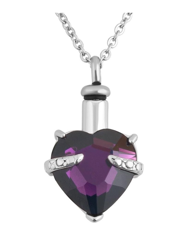 12 Colors Heart Crystal Cremation URN Necklace for Ashes Jewelry Memorial Keepsake Pendant Purple Birthstone $12.18 Necklaces