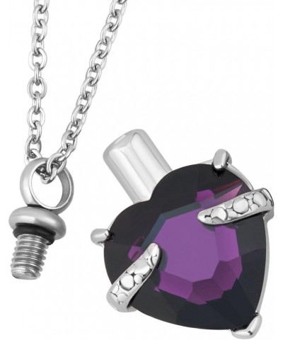 12 Colors Heart Crystal Cremation URN Necklace for Ashes Jewelry Memorial Keepsake Pendant Purple Birthstone $12.18 Necklaces