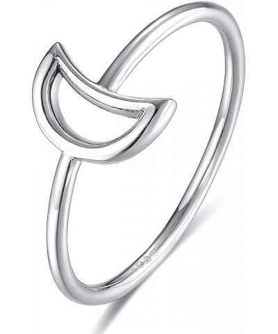 Crescent Moon Rings 925 Sterling Silver Statement Rings Stackable Ring for Women Girls Crescent Moon Rings Size 5-9 8 $8.84 R...