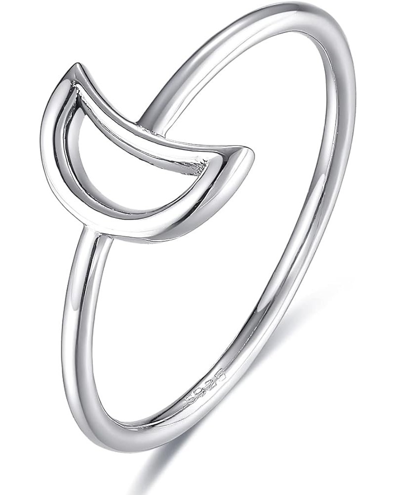 Crescent Moon Rings 925 Sterling Silver Statement Rings Stackable Ring for Women Girls Crescent Moon Rings Size 5-9 8 $8.84 R...