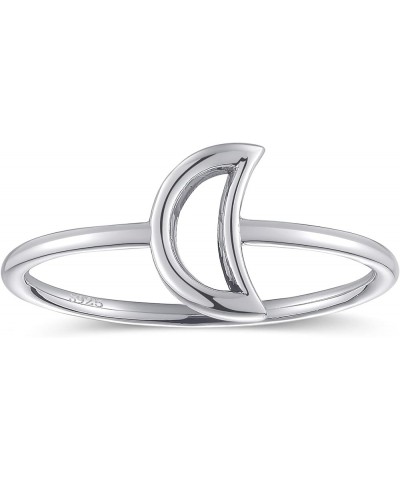 Crescent Moon Rings 925 Sterling Silver Statement Rings Stackable Ring for Women Girls Crescent Moon Rings Size 5-9 8 $8.84 R...