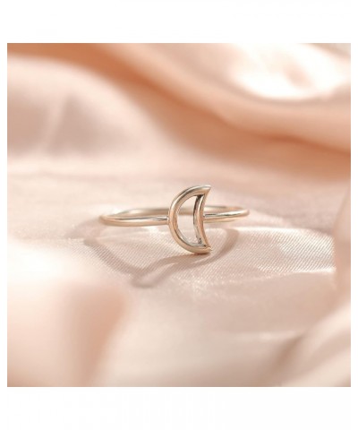 Crescent Moon Rings 925 Sterling Silver Statement Rings Stackable Ring for Women Girls Crescent Moon Rings Size 5-9 8 $8.84 R...