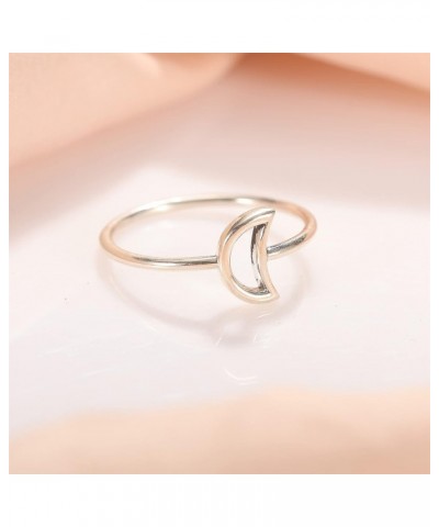 Crescent Moon Rings 925 Sterling Silver Statement Rings Stackable Ring for Women Girls Crescent Moon Rings Size 5-9 8 $8.84 R...