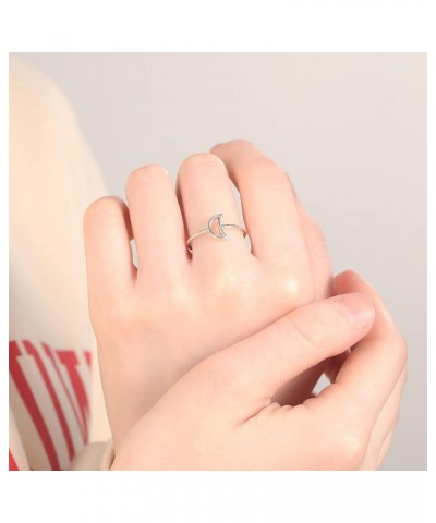 Crescent Moon Rings 925 Sterling Silver Statement Rings Stackable Ring for Women Girls Crescent Moon Rings Size 5-9 8 $8.84 R...