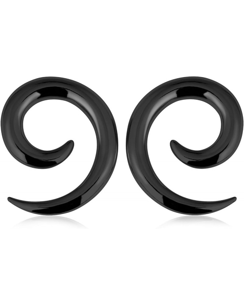 Stainless Steel Silver Spiral Taper Expander Piercing Jewelry Ear Stretching Tapers Earring Gauge 12G-0G 2pcs of Black Spiral...