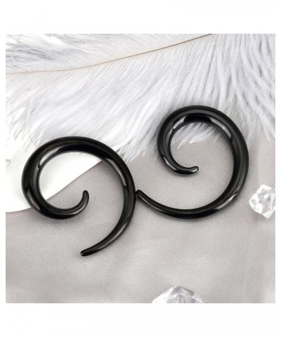 Stainless Steel Silver Spiral Taper Expander Piercing Jewelry Ear Stretching Tapers Earring Gauge 12G-0G 2pcs of Black Spiral...