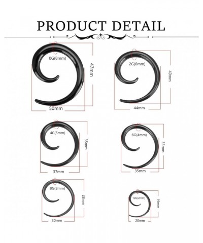 Stainless Steel Silver Spiral Taper Expander Piercing Jewelry Ear Stretching Tapers Earring Gauge 12G-0G 2pcs of Black Spiral...