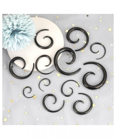 Stainless Steel Silver Spiral Taper Expander Piercing Jewelry Ear Stretching Tapers Earring Gauge 12G-0G 2pcs of Black Spiral...