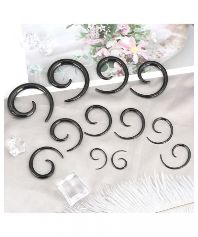 Stainless Steel Silver Spiral Taper Expander Piercing Jewelry Ear Stretching Tapers Earring Gauge 12G-0G 2pcs of Black Spiral...