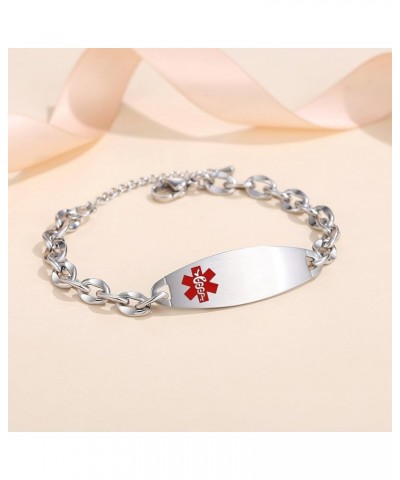 Ladies' Elegant Medical ID Bracelet Fashion Stainless steel Chain Alert Bracelets for women with Free engraving Top-Gold DIAB...