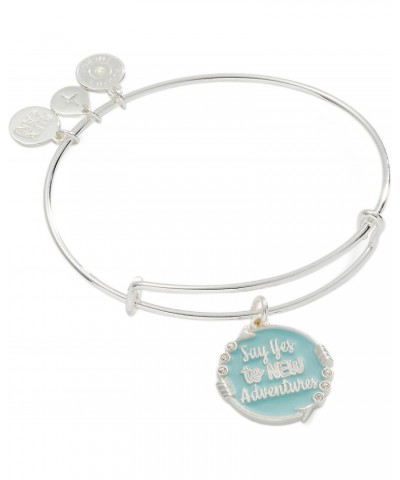 Say Yes To New Adventures Expandable Bangle Bracelet, Shiny Silver Finish, Pink Charm, 2 to 3.5 in $16.53 Bracelets