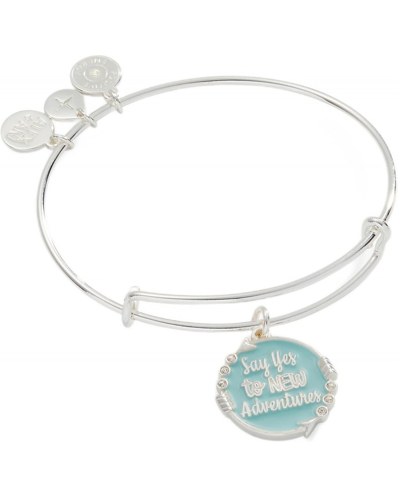 Say Yes To New Adventures Expandable Bangle Bracelet, Shiny Silver Finish, Pink Charm, 2 to 3.5 in $16.53 Bracelets