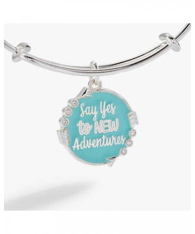 Say Yes To New Adventures Expandable Bangle Bracelet, Shiny Silver Finish, Pink Charm, 2 to 3.5 in $16.53 Bracelets