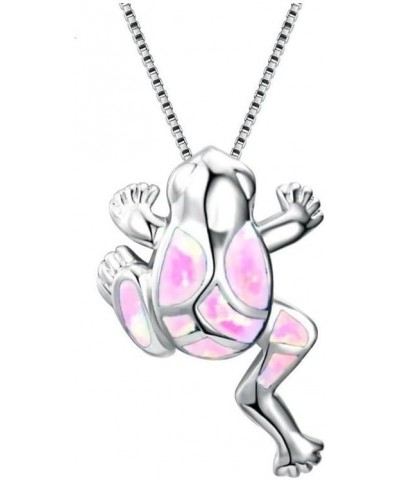 Cute Hanging Frog Pendant Necklace Vintage Silver Plated Funny Animal Necklace for Women Men Children Pink $6.59 Necklaces