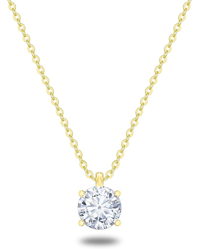 2.0 Carat CZ Diamond Necklace for Women Girls, Dainty Jewelry Gifts for Her, Minimalism Style Jewelry for Everyday Wear Yello...