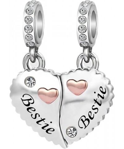 Mother Daughter Son Sisters Best Friends Bestie Rose Gold Heart Puzzle Dangle Birthday Charms Compatible with Pandora Bracele...