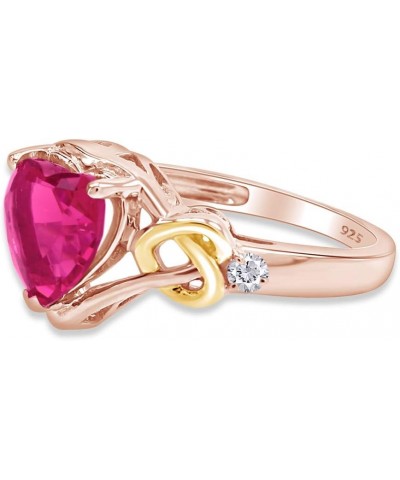 Sterling Silver and 14k Gold Over Diamond and Heart Shaped Created Ruby Ring (1.88 cttw) rose-gold-plated-silver $40.05 Rings