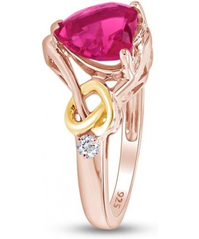 Sterling Silver and 14k Gold Over Diamond and Heart Shaped Created Ruby Ring (1.88 cttw) rose-gold-plated-silver $40.05 Rings