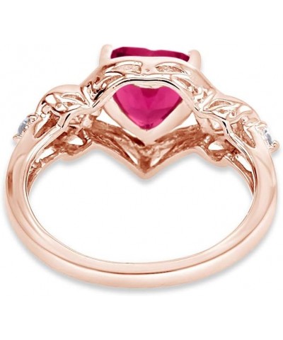 Sterling Silver and 14k Gold Over Diamond and Heart Shaped Created Ruby Ring (1.88 cttw) rose-gold-plated-silver $40.05 Rings