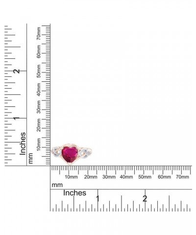 Sterling Silver and 14k Gold Over Diamond and Heart Shaped Created Ruby Ring (1.88 cttw) rose-gold-plated-silver $40.05 Rings