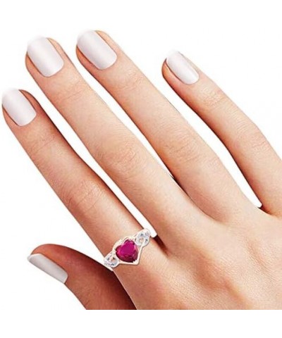 Sterling Silver and 14k Gold Over Diamond and Heart Shaped Created Ruby Ring (1.88 cttw) rose-gold-plated-silver $40.05 Rings