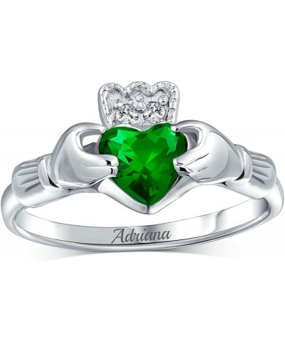 Personalize Sorority Sister BFF Celtic Irish Friendship Promise AAA CZ Simulated Gemstone Cubic Zirconia Crown Heart Claddagh...