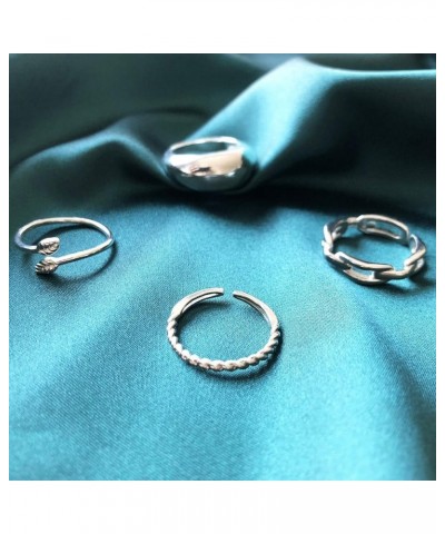 Rings for Teen Girls Cute Rings Gold Stacking Rings for Women Midi Open Rings Set Dainty Jewelry Gifts for Girls O：4 pcs silv...