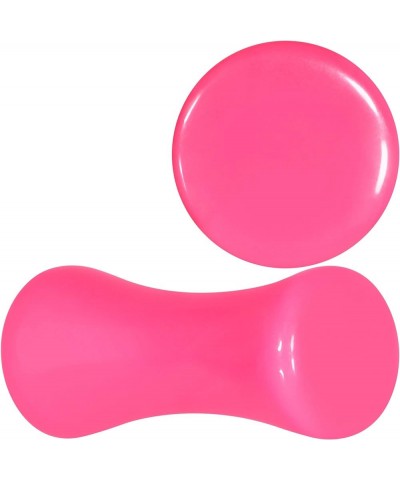 2PC Lightweight Pink Acrylic Saddle Plugs Double Flare Plug Ear Plug Gauges 4mm (6 Gauge) $9.51 Body Jewelry